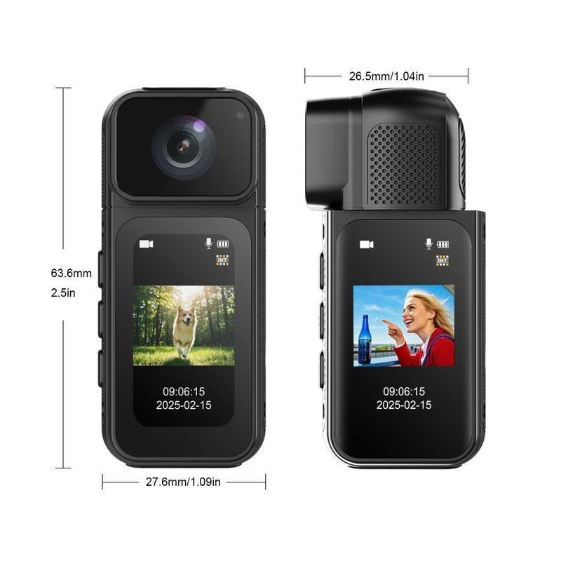 Ormos Mini Action Camera with 180 Degree Rotating Lens - 2.7K Ultra HD Thumb-Sized Camera, Magnetic Mount, Wifi APP Control, Portable Wearable Camera for Outdoor Sports & Daily Vlogging