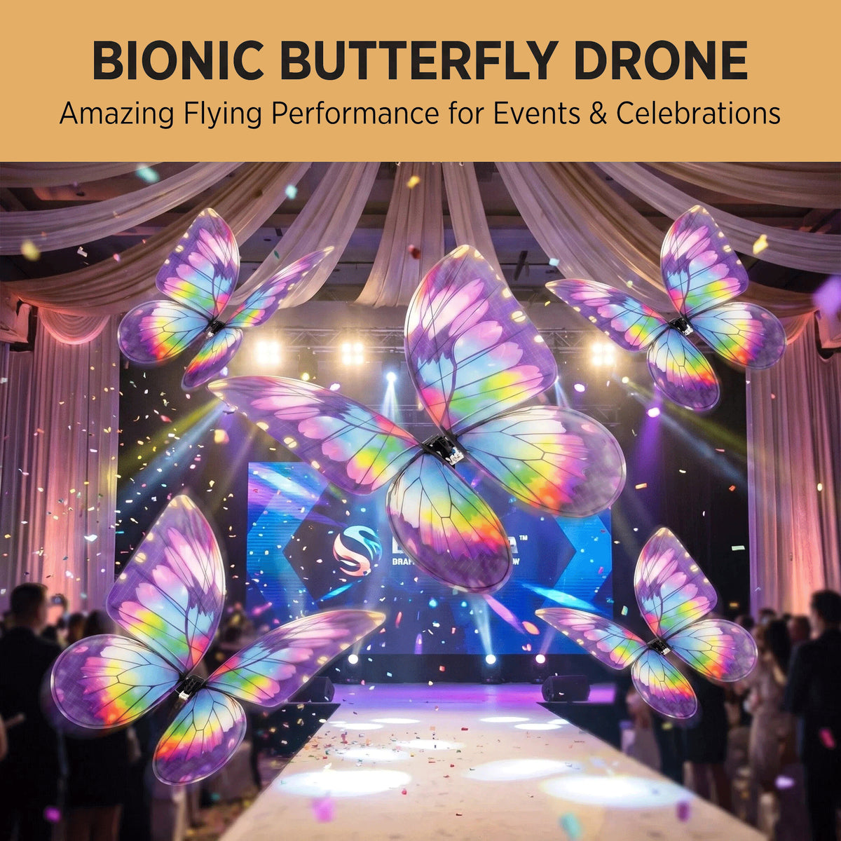 Bionic Butterfly RC Ornithopter Drone, Flapping Wing Remote Control Flying Toy with LED Lights & Carbon Fiber Frame, Realistic Butterfly for Weddings Parties Photography Gifts