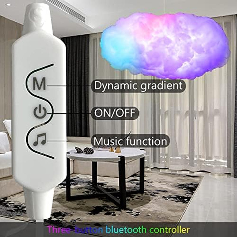 3D Big Cloud Lightning Light Kit Music Sync Warm White Multicolor Lightning Changing Strip Lights 360 Degree Wireless Remote APP NO DIY Coolest Decorations for Adults and Kids Indoor Home Bedroom