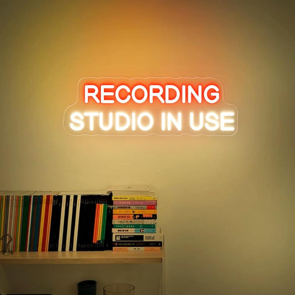Recording Studio in Use Neon Sign Dimmable Live Music LED Neon Sign USB Powered Wall Hanging Light for Recording Room Music Studio Bedroom Game Room Décor