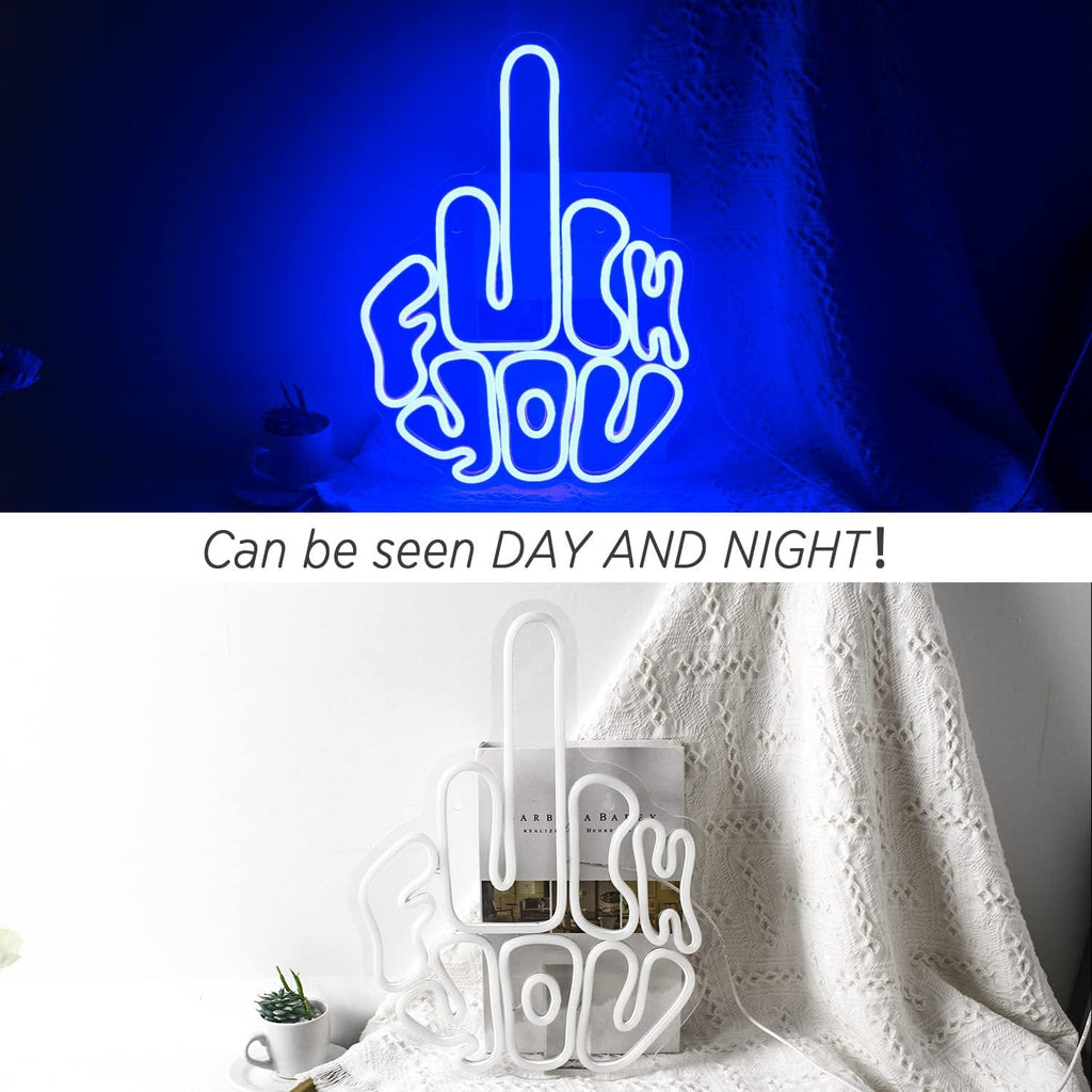 Letters Gesture Neon Signs for Wall Blue LED Neon Lights for Bar