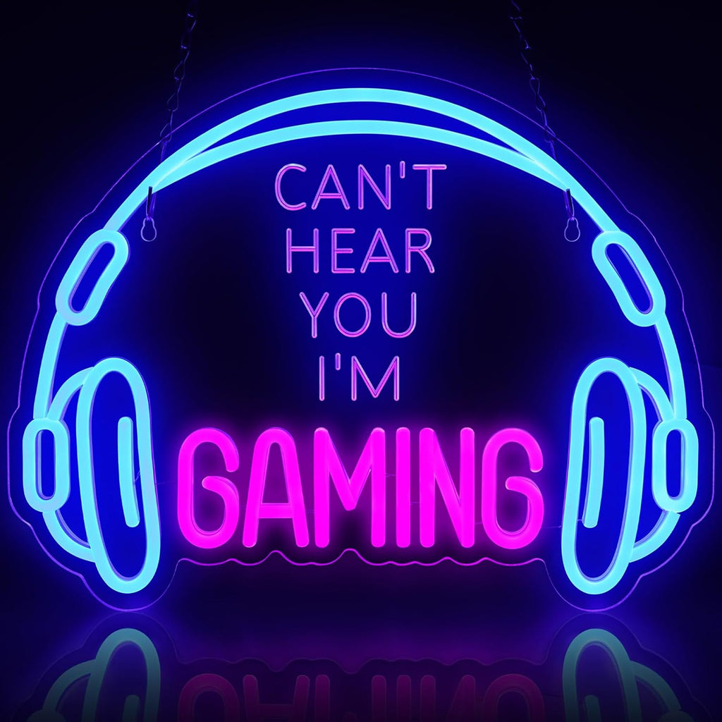 Gaming Neon Sign LED Headset Gamer Neon Light Headphone Lightup Game Signs