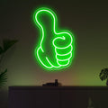 Thumbs up Neon Sign - Green Led Gestur Light for Game Room Man Cave