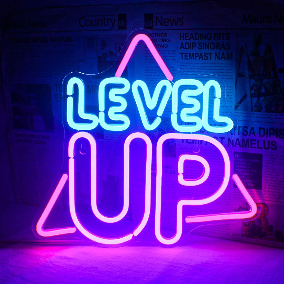 Level up Neon Sign Game Room Neon Light for Man Caves Gamers