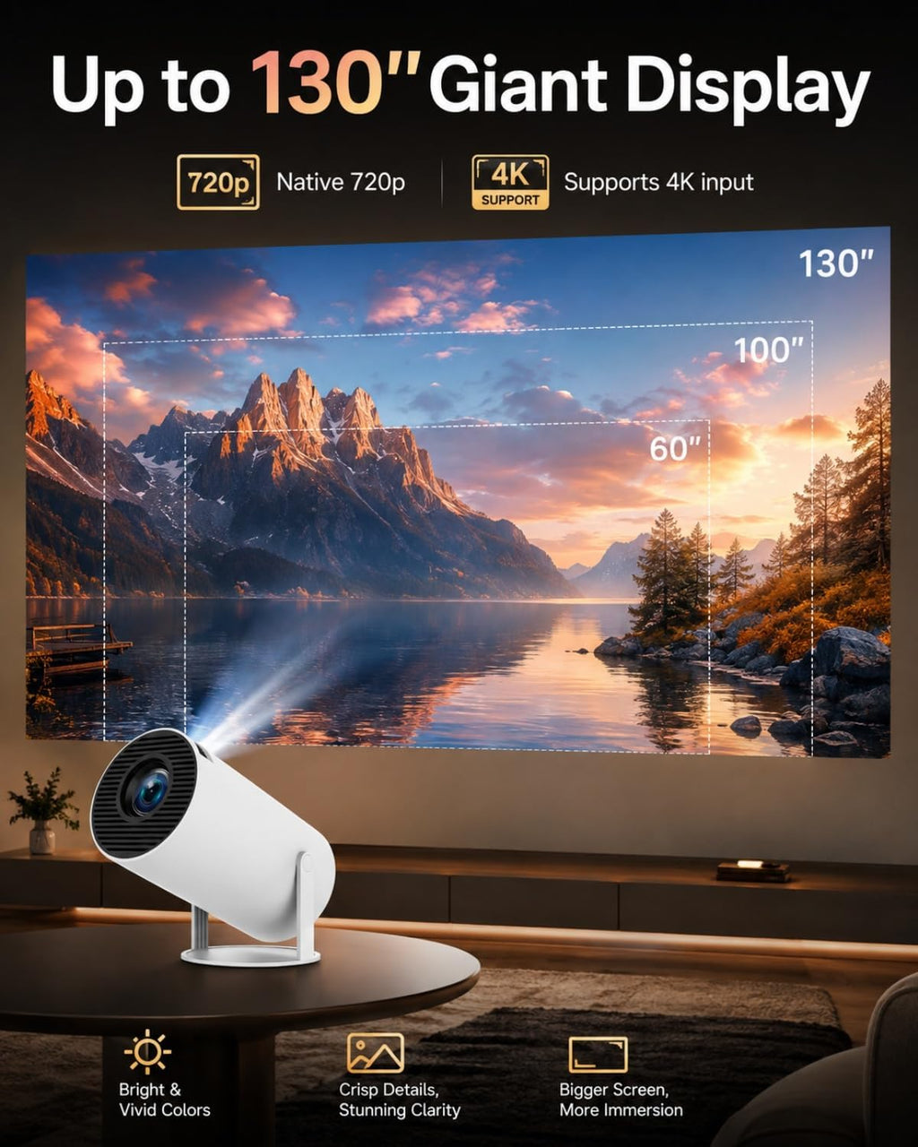 Book Projector for Reading, 720P Native HD with 180° Rotation