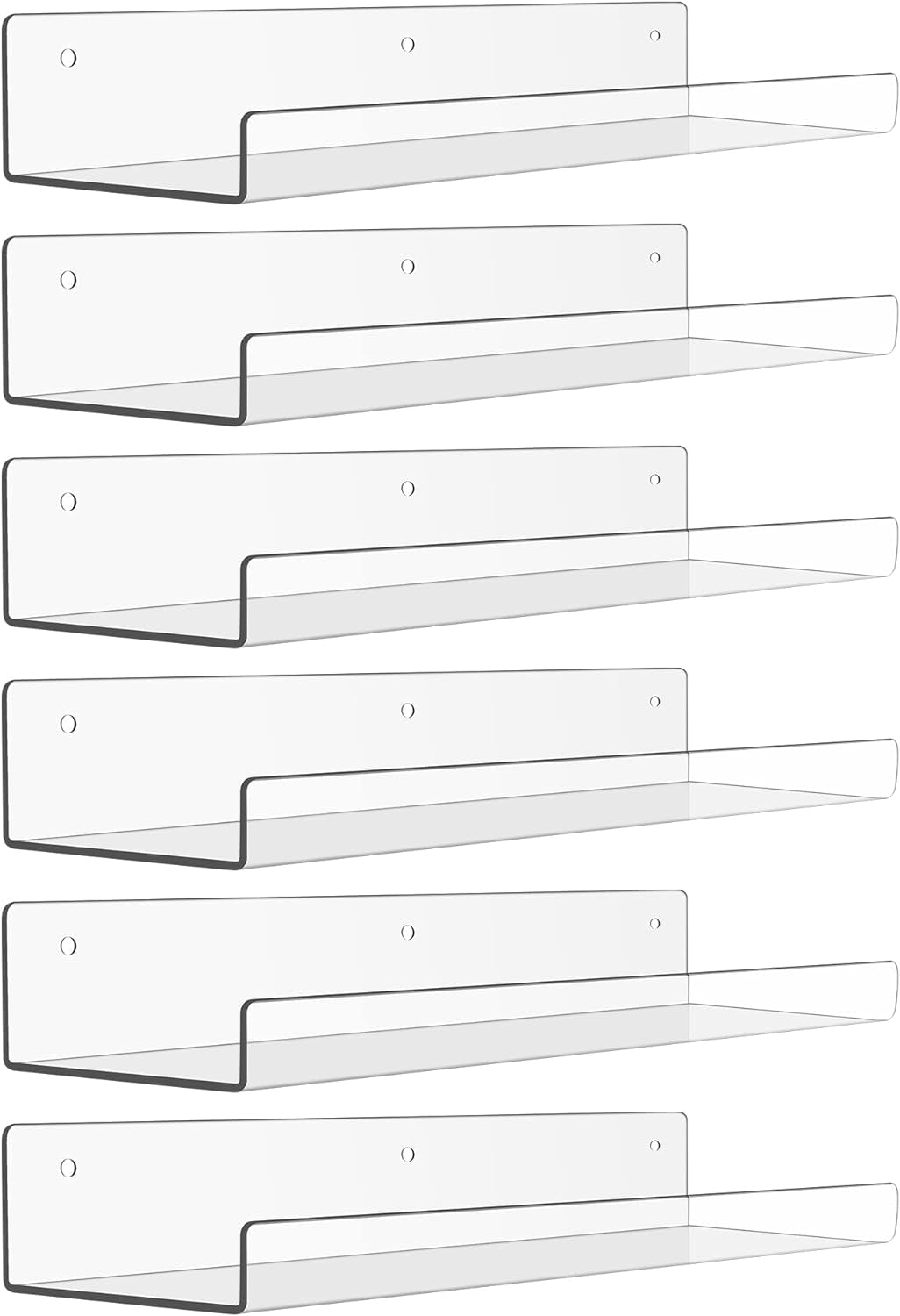 15" X 4" Acrylic Shelves for Wall Storage and Organizer, 6 Pcs
