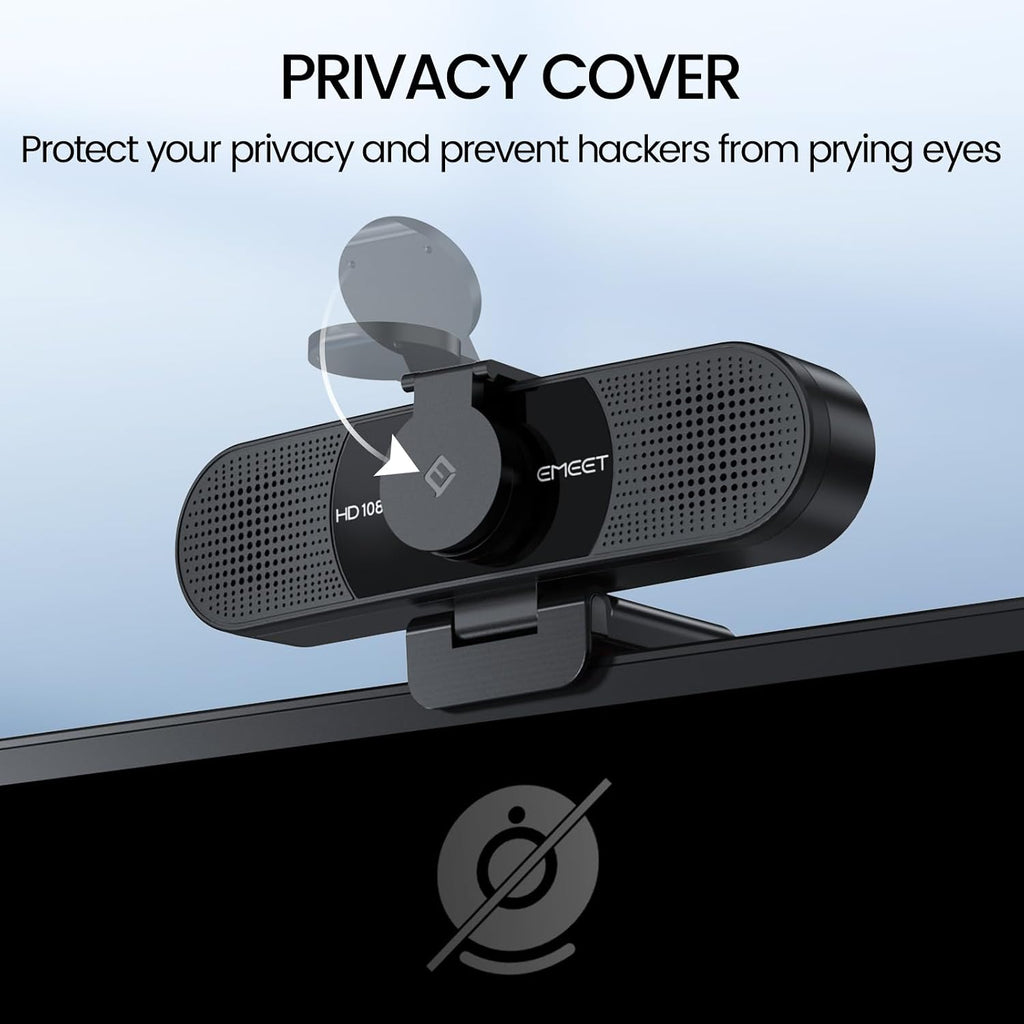 C960 1080P Webcam with Microphone, 2 Mics, 90° FOV, Computer Camera