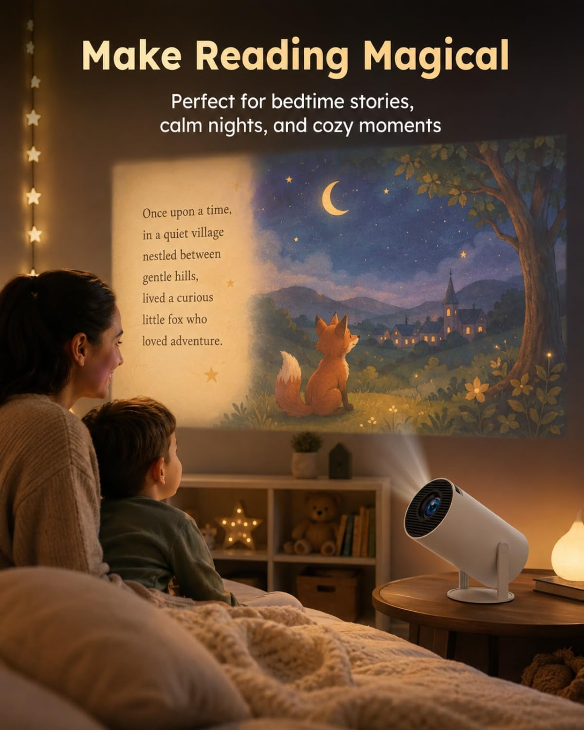 Book Projector for Reading, 720P Native HD with 180° Rotation