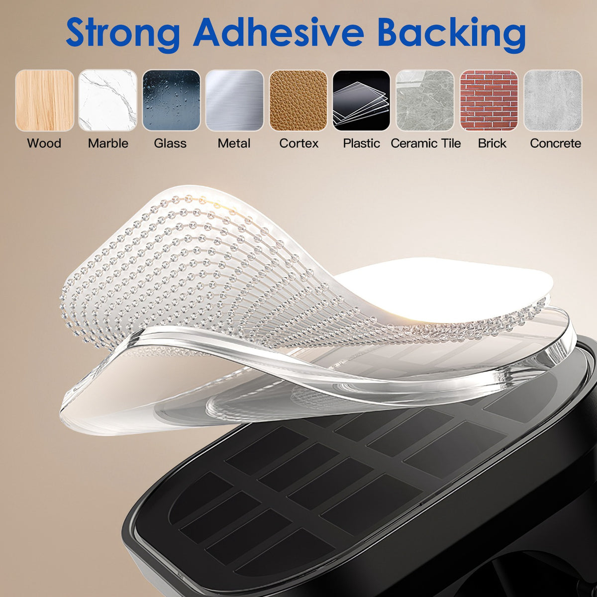 Strong adhesive backing