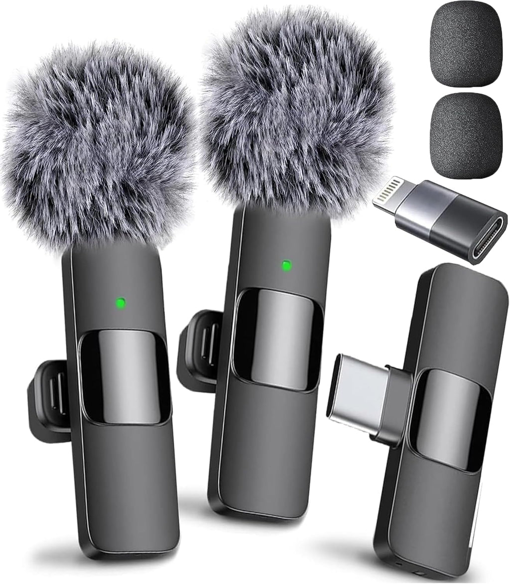 (Latest Model – #1 Microphone for Iphone & Android, Wireless Mini Microphone, Clear Voice, Noise Cancelling, Lavalier Mic for Tiktok, Youtube & Interviews
