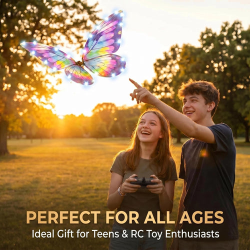Bionic Butterfly RC Ornithopter Drone, Flapping Wing Remote Control Flying Toy with LED Lights & Carbon Fiber Frame, Realistic Butterfly for Weddings Parties Photography Gifts