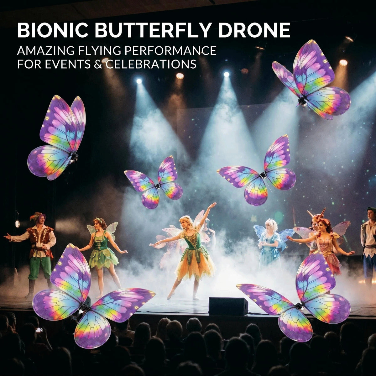 Bionic Butterfly RC Ornithopter Drone, Flapping Wing Remote Control Flying Toy with LED Lights & Carbon Fiber Frame, Realistic Butterfly for Weddings Parties Photography Gifts