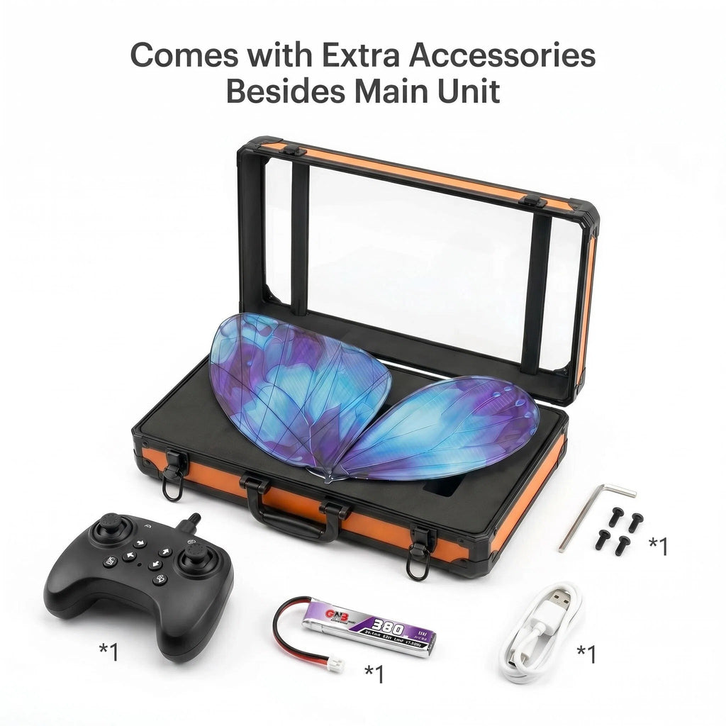 Bionic Butterfly RC Ornithopter Drone, Flapping Wing Remote Control Flying Toy with LED Lights & Carbon Fiber Frame, Realistic Butterfly for Weddings Parties Photography Gifts