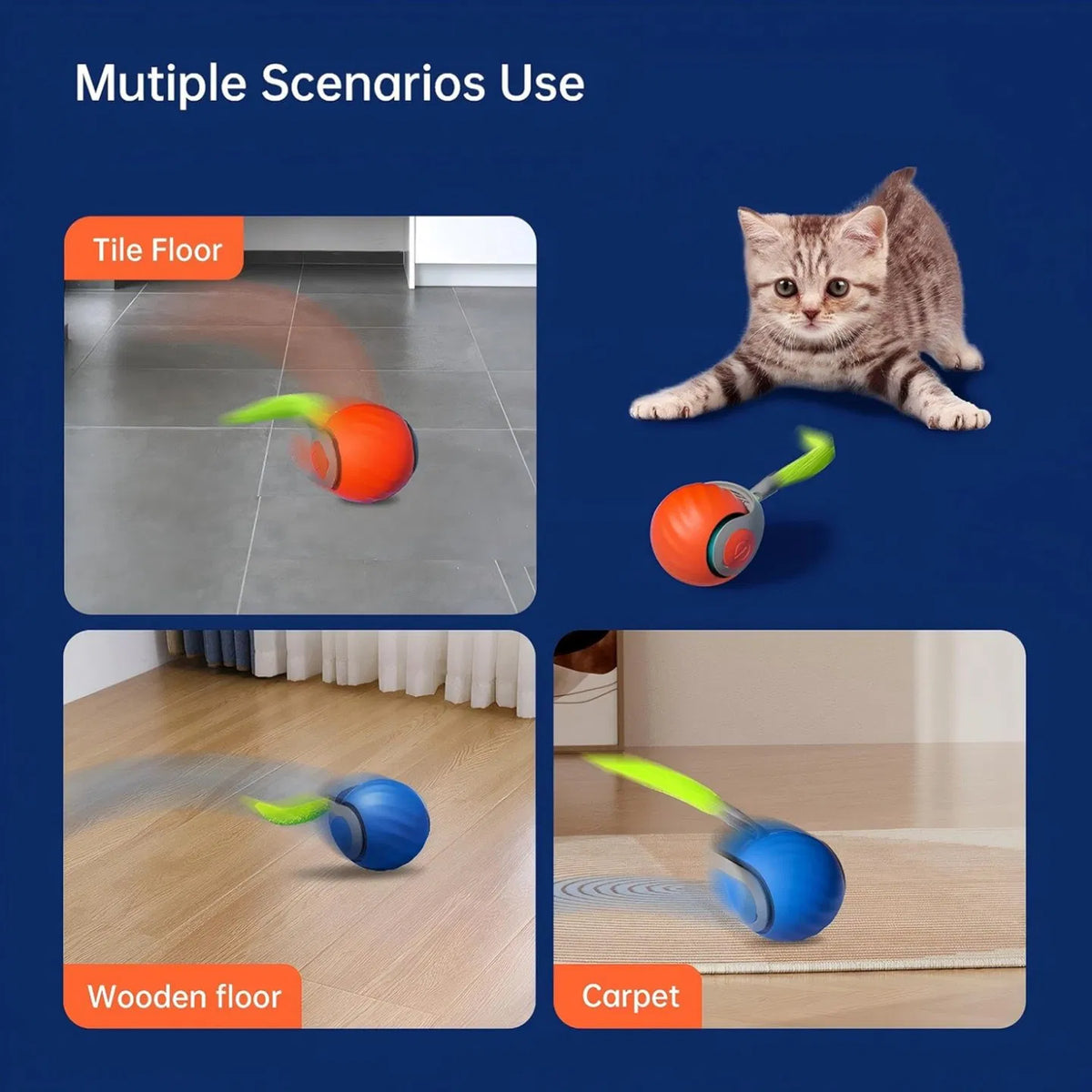 Cat Toy,Interactive Cat Ball,Cattoys for Indoor Cats, Adjustable Sports Rolling Toy,Electric Rolling Ball