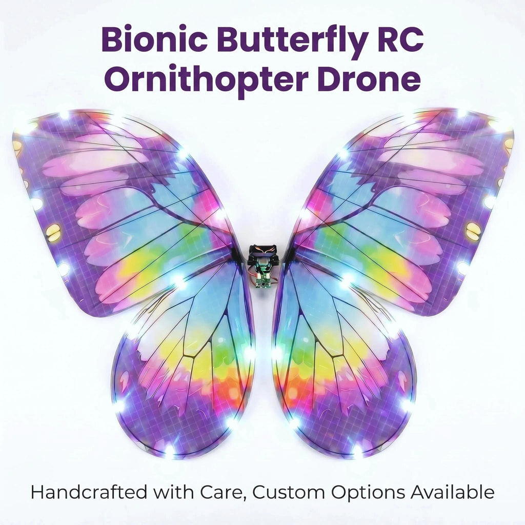 Bionic Butterfly RC Ornithopter Drone, Flapping Wing Remote Control Flying Toy with LED Lights & Carbon Fiber Frame, Realistic Butterfly for Weddings Parties Photography Gifts