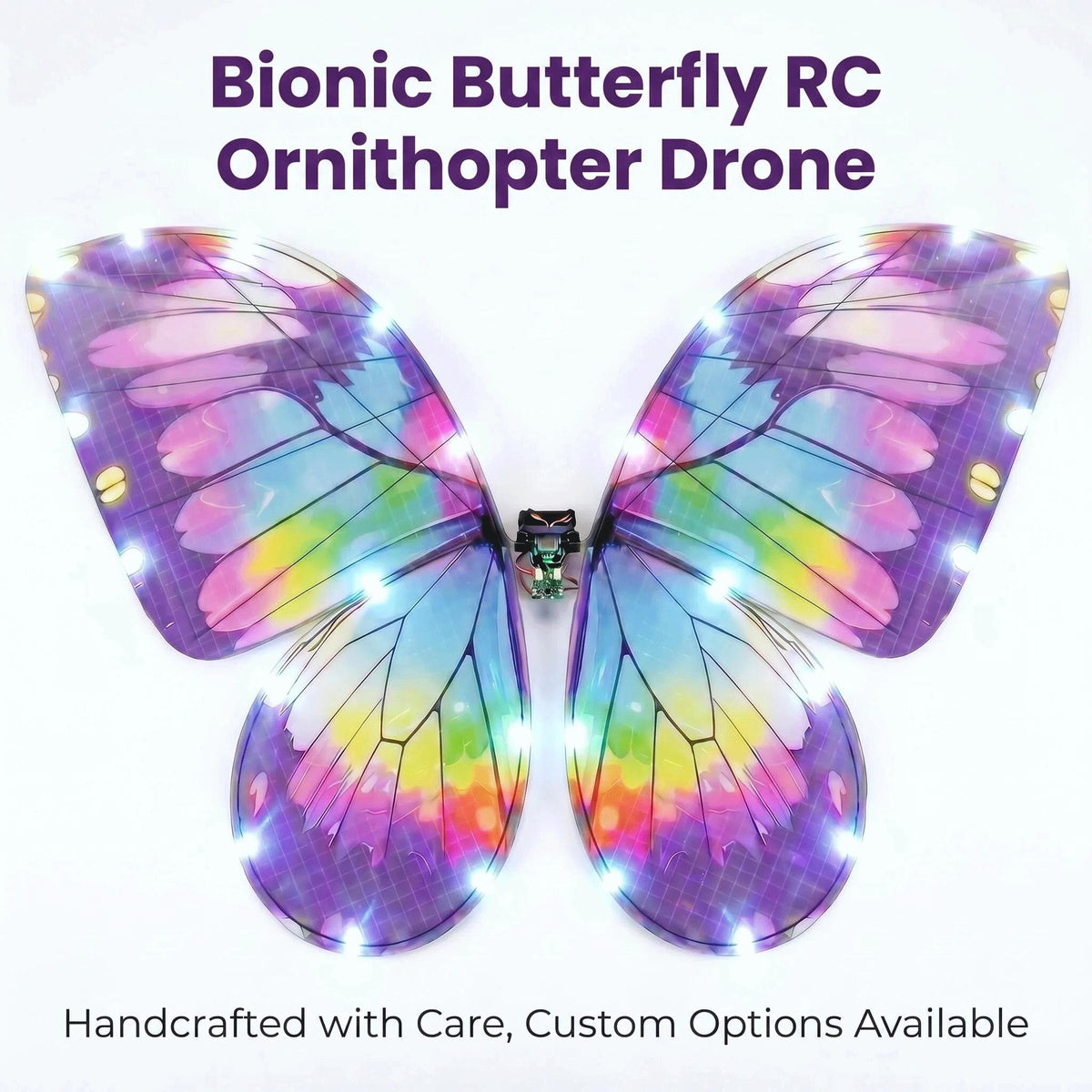 Bionic Butterfly RC Ornithopter Drone, Flapping Wing Remote Control Flying Toy with LED Lights & Carbon Fiber Frame, Realistic Butterfly for Weddings Parties Photography Gifts
