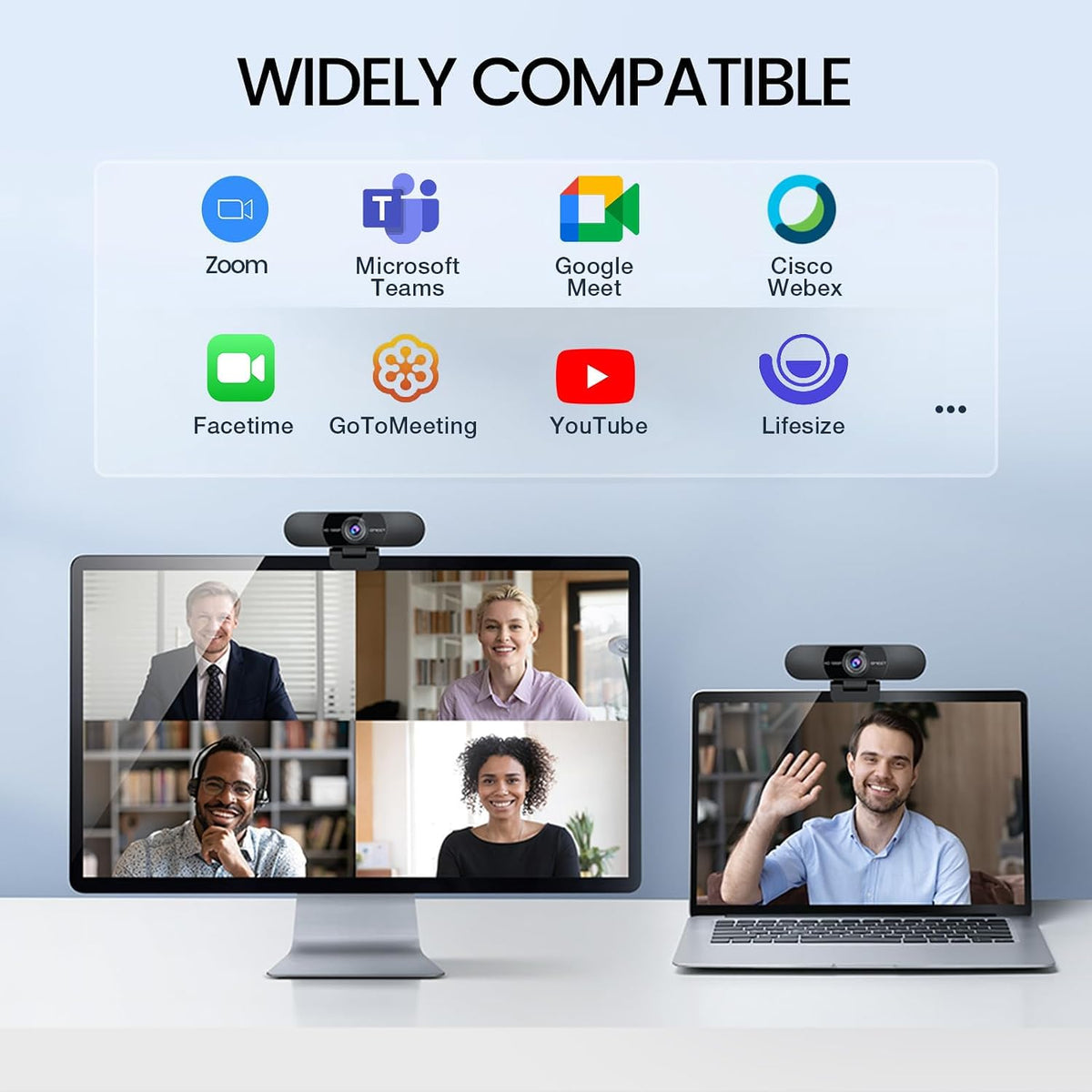 C960 1080P Webcam with Microphone, 2 Mics, 90° FOV, Computer Camera