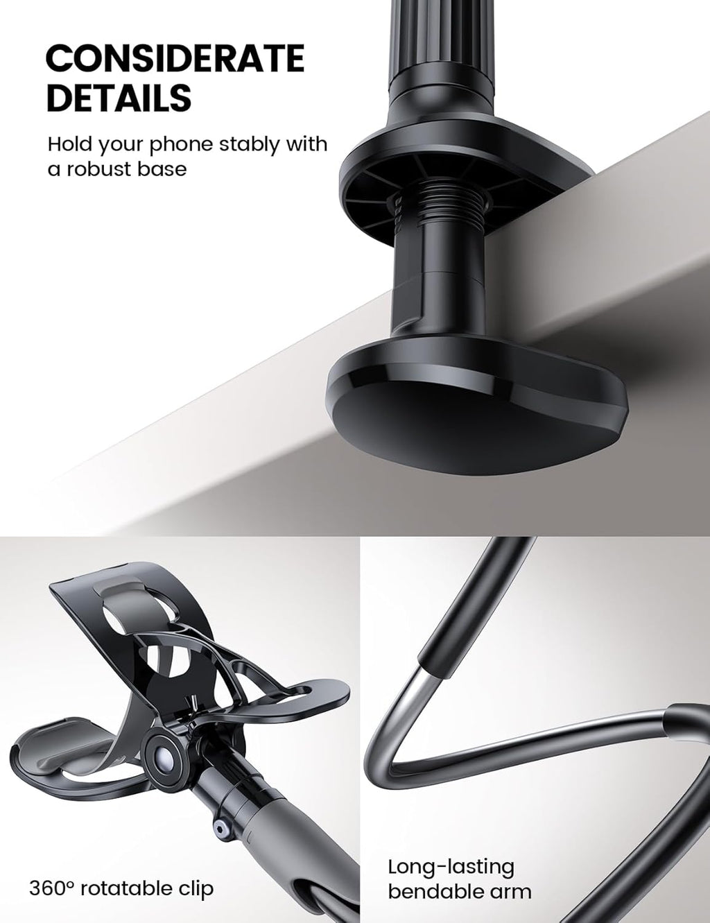 Gooseneck Bed Phone Holder 33.4" Full Adjustable Flexible Arm