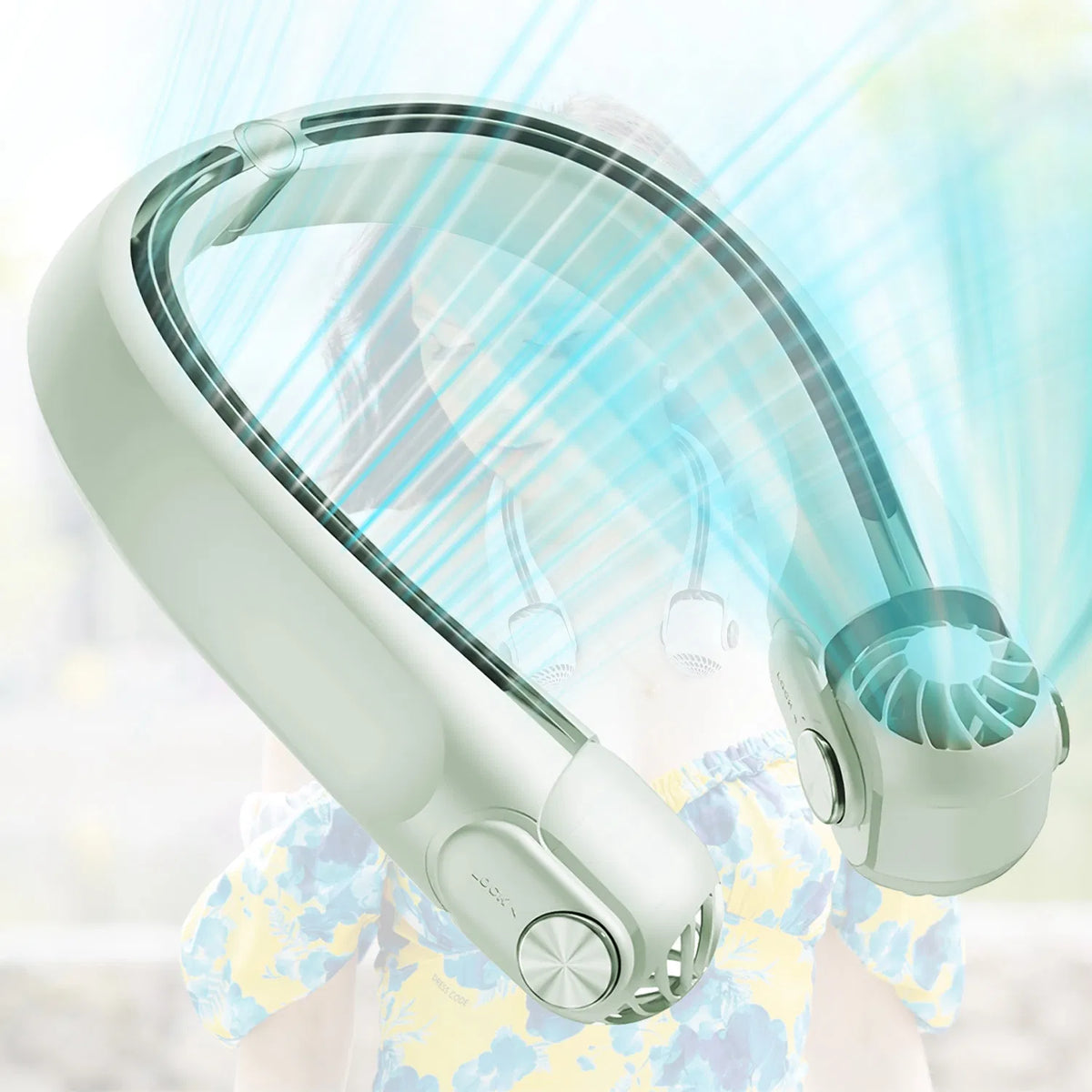 Portable Neck Fan Hands-Free Cooling Neck Fan with 3 Speeds 360ºair Flow Adjustable Neck Width for Home Office Travel Dormitory