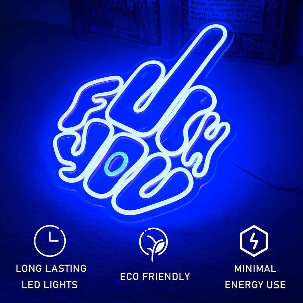 Letters Gesture Neon Signs for Wall Blue LED Neon Lights for Bar