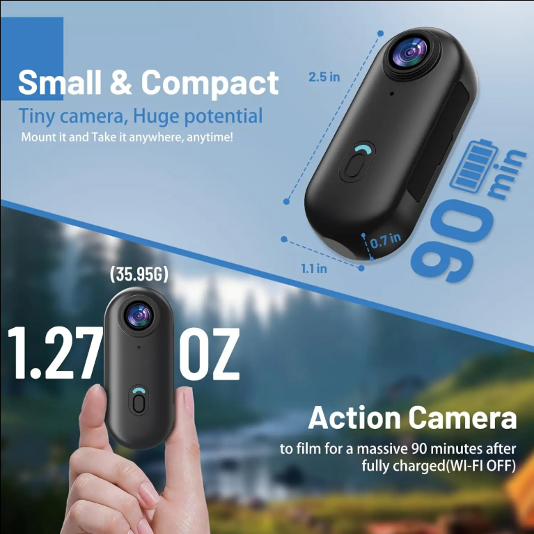 Small and compact mini camera, 1.27 oz