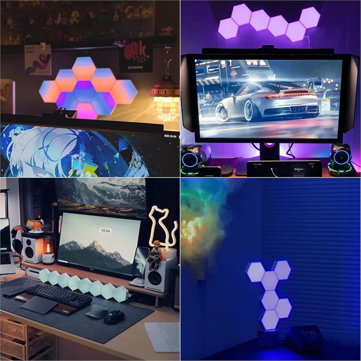 Hexagon Light Panels with Remote, 13 Colors, 10 Pack