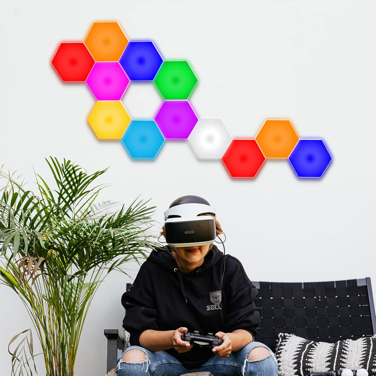 Hexagon Light Panels with Remote, 13 Colors, 10 Pack