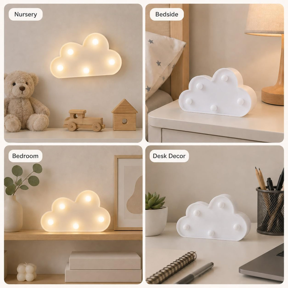 3 Pcs LED Cloud Lights,Cloud Shaped Night Lamp,Hangable on the Wall