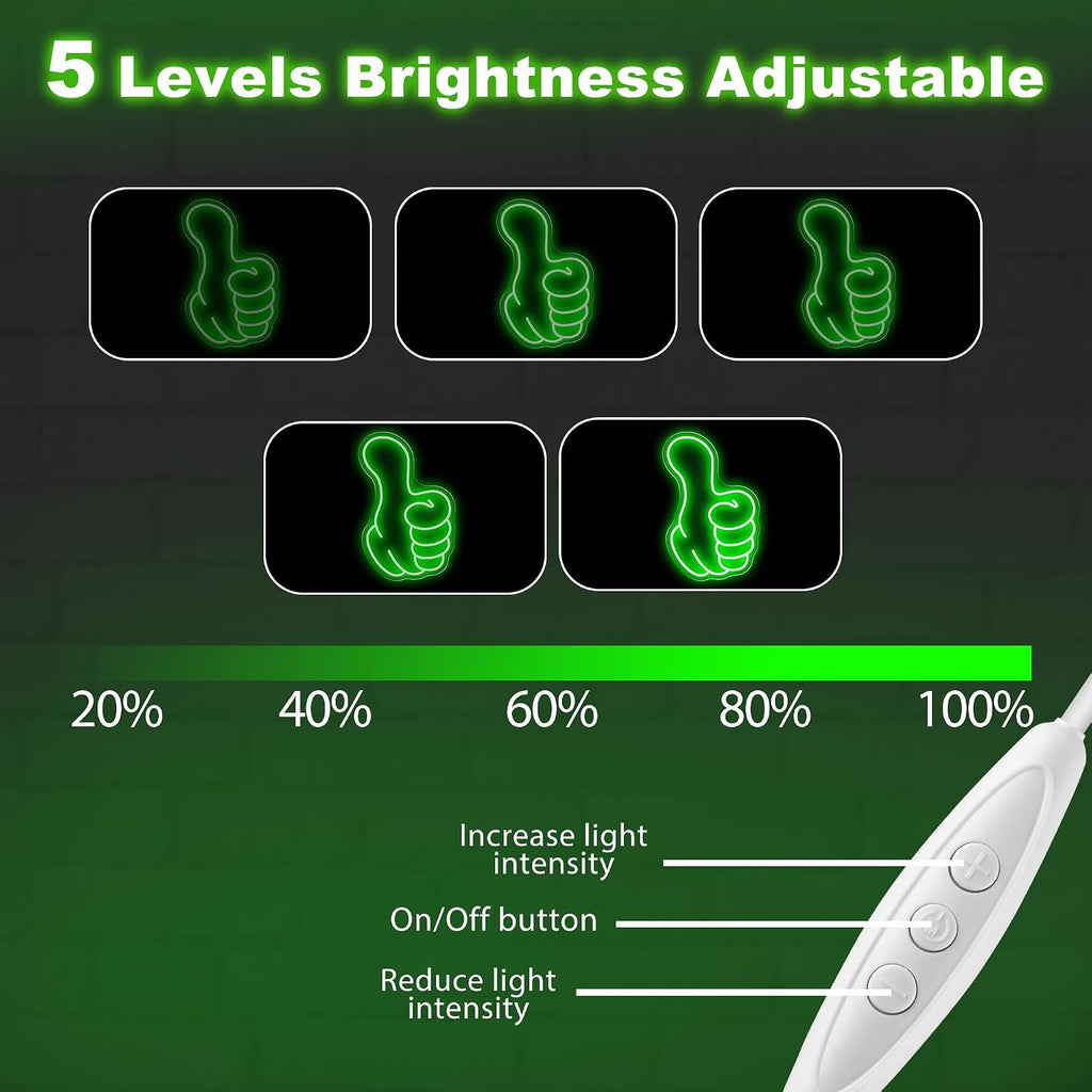 Thumbs up Neon Sign - Green Led Gestur Light for Game Room Man Cave