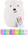 Bear Squishy Night Light for Kids, Silicone Lamp with Remote