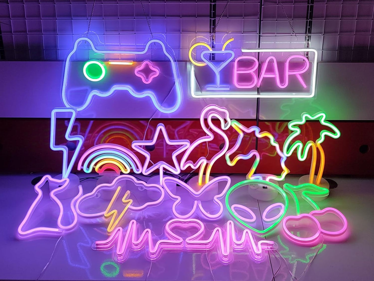 Pink butterfly neon sign