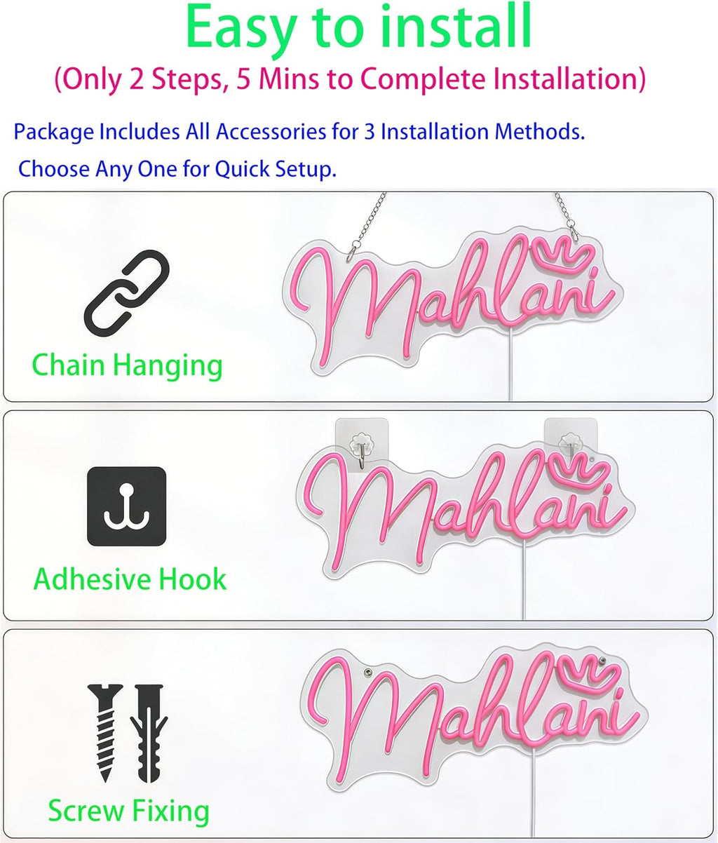 Ways to hang the custom neon sign