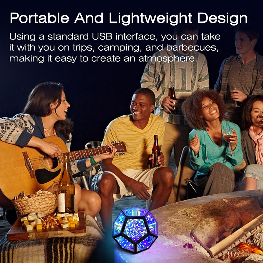 Infinity Mirror Light Dodecahedron, RGBW Cube Light Decor for Gaming