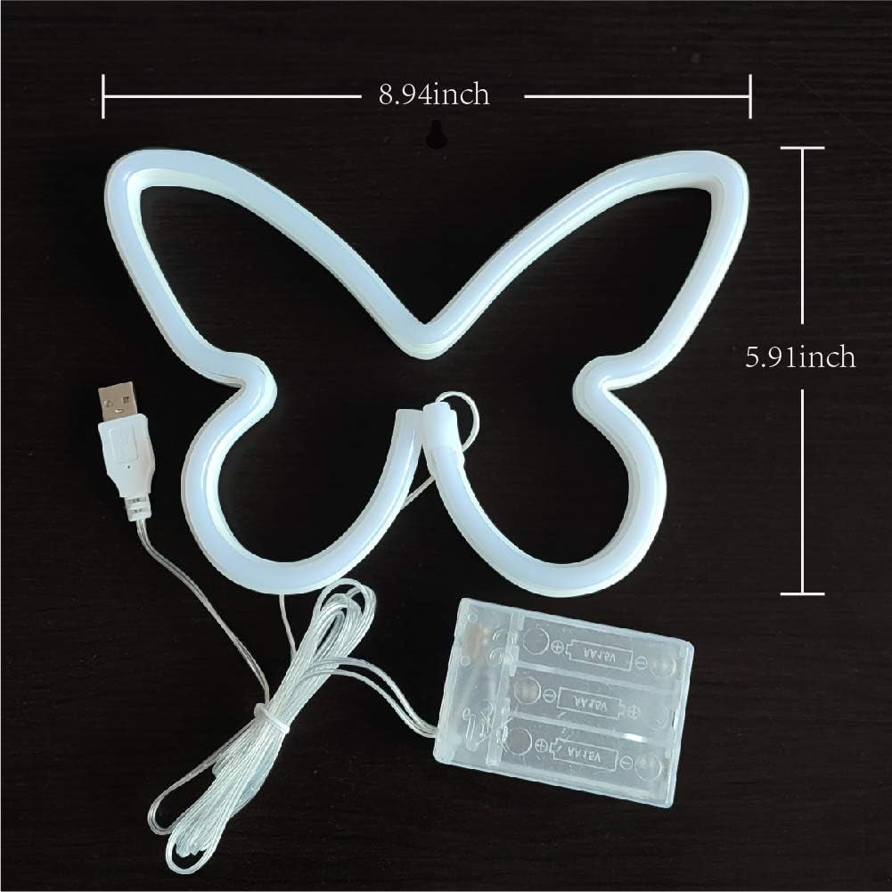 Pink butterfly neon sign