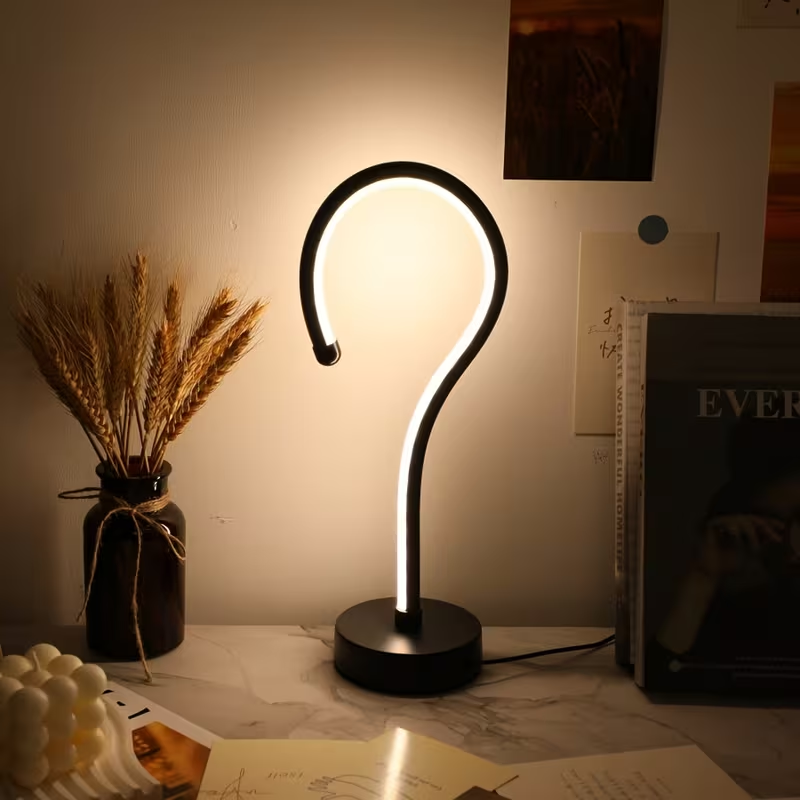 2PC Creative Question Mark Shape Table Lamp, USB Three-Color Dimming Desktop Decoration Table Lamp
