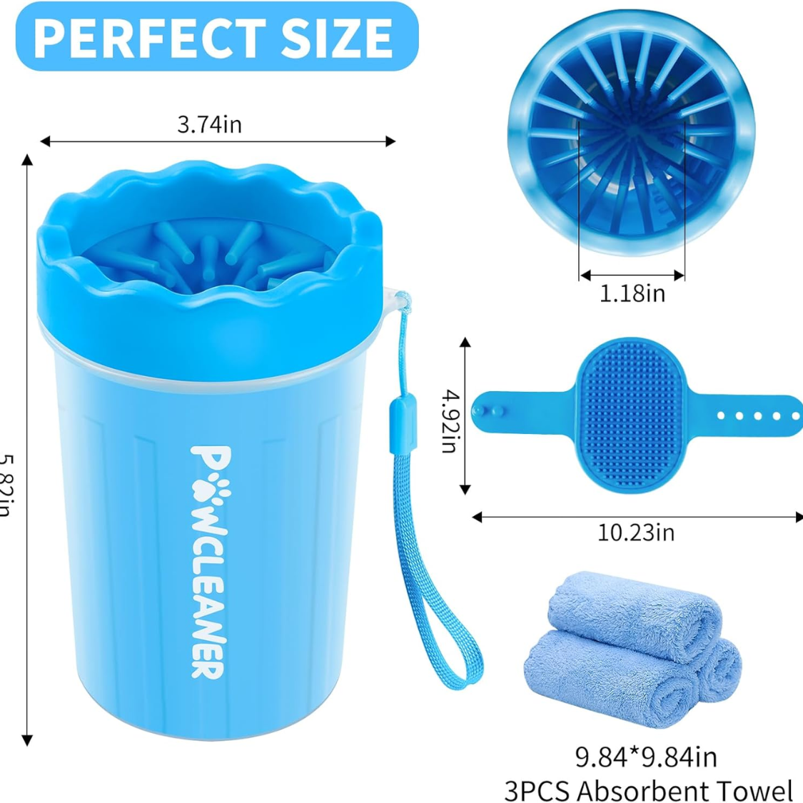 Paw cleaner size