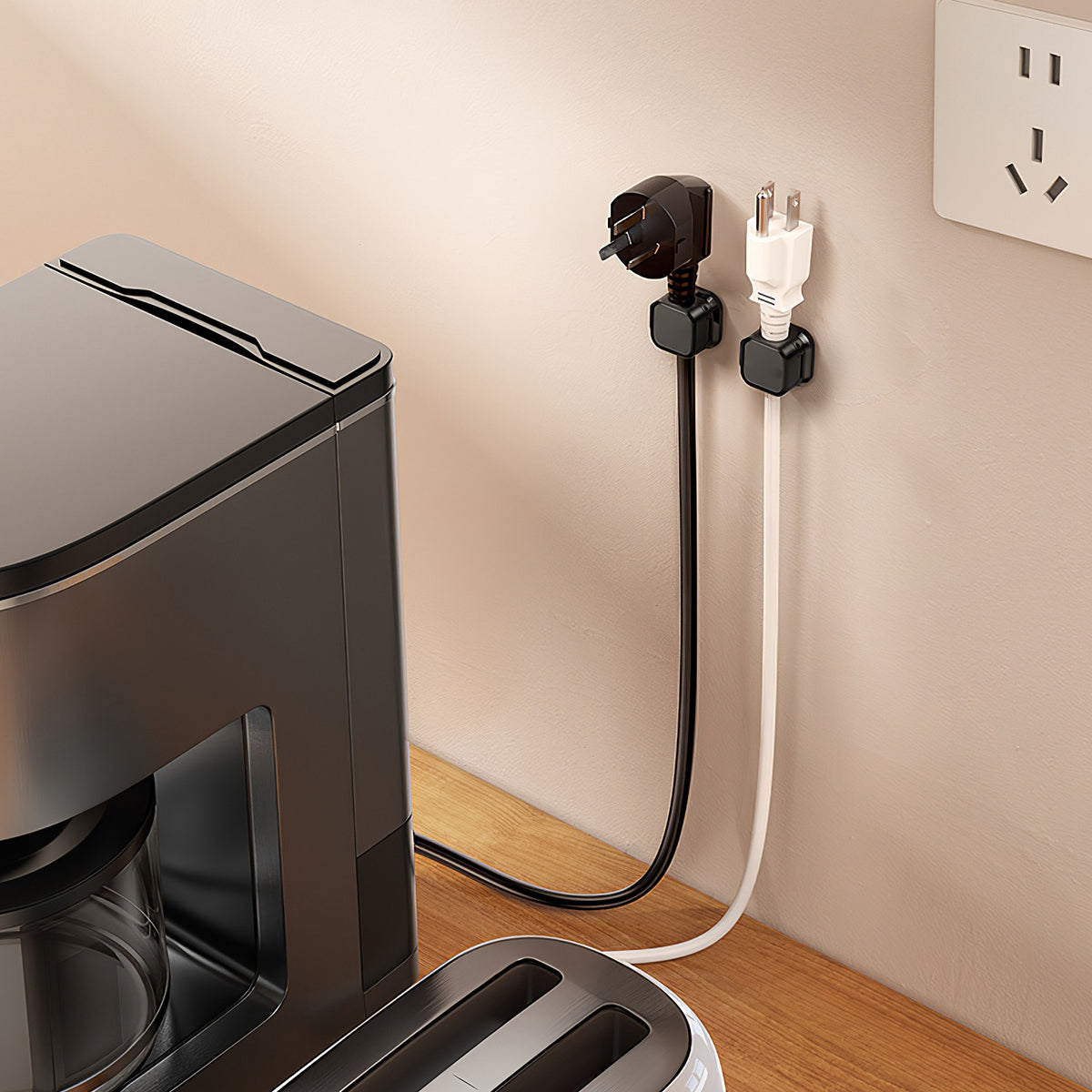 Cable clips on a kitchen wall