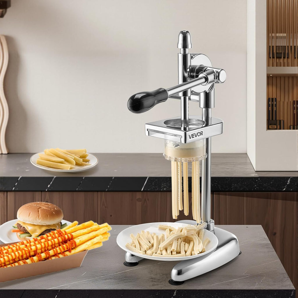 Super Long French Fry Squeezer, Commercial Fried Potato Strips Maker, Extra Long Japanese Style French Fries Maker with Pull-Out Extruder, Manual Mashed Potato Extruder for Food Truck, Kitchen