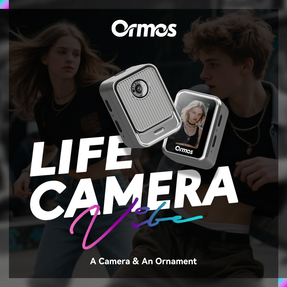 Ormos S131 Ultra-Light Mini Camera, 0.96 Inch Screen, Wearable Travel Camera & Photo Ornament, 16G Portable Hanging Camera with Type-C Charging