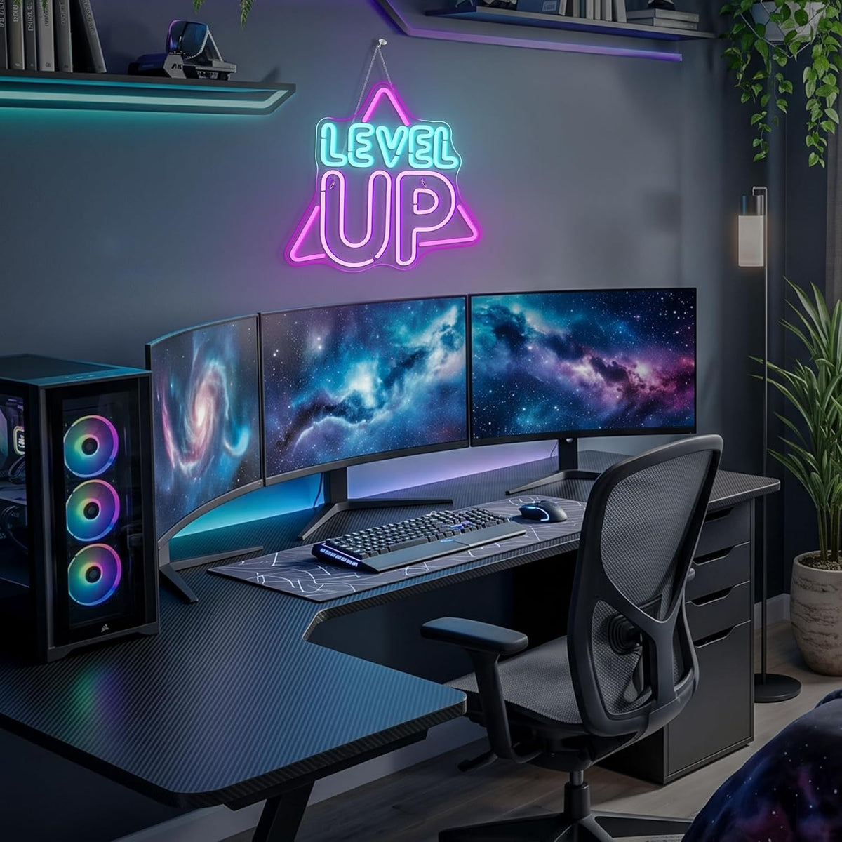 Level up Neon Sign Game Room Neon Light for Man Caves Gamers