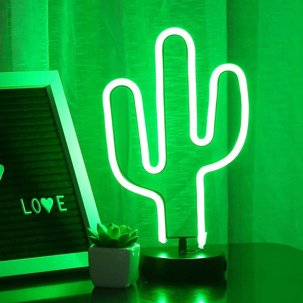 Green cactus neon sign