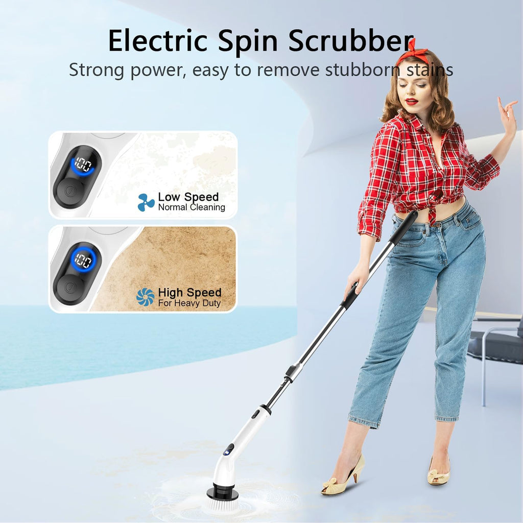 Electric Spin Scrubber, Cordless Cleaning Brush for Bathroom,Home
