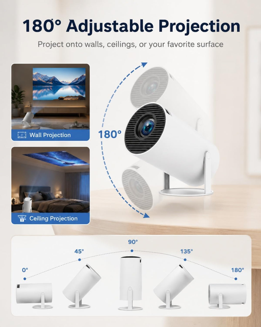 Book Projector for Reading, 720P Native HD with 180° Rotation