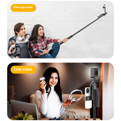 Auto Face Tracking Tripod, 360 Degree Smart Rotation Selfie Stick That Follows Movement, with Remote & Fill Light for Vlog, Live Stream, Video Recording, Universal for All Smartphones