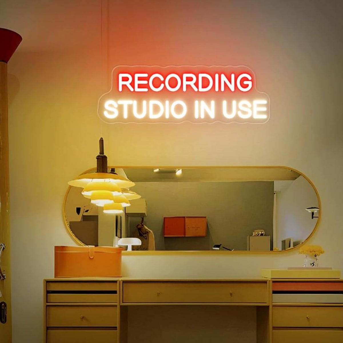 Recording Studio in Use Neon Sign Dimmable Live Music LED Neon Sign USB Powered Wall Hanging Light for Recording Room Music Studio Bedroom Game Room Décor