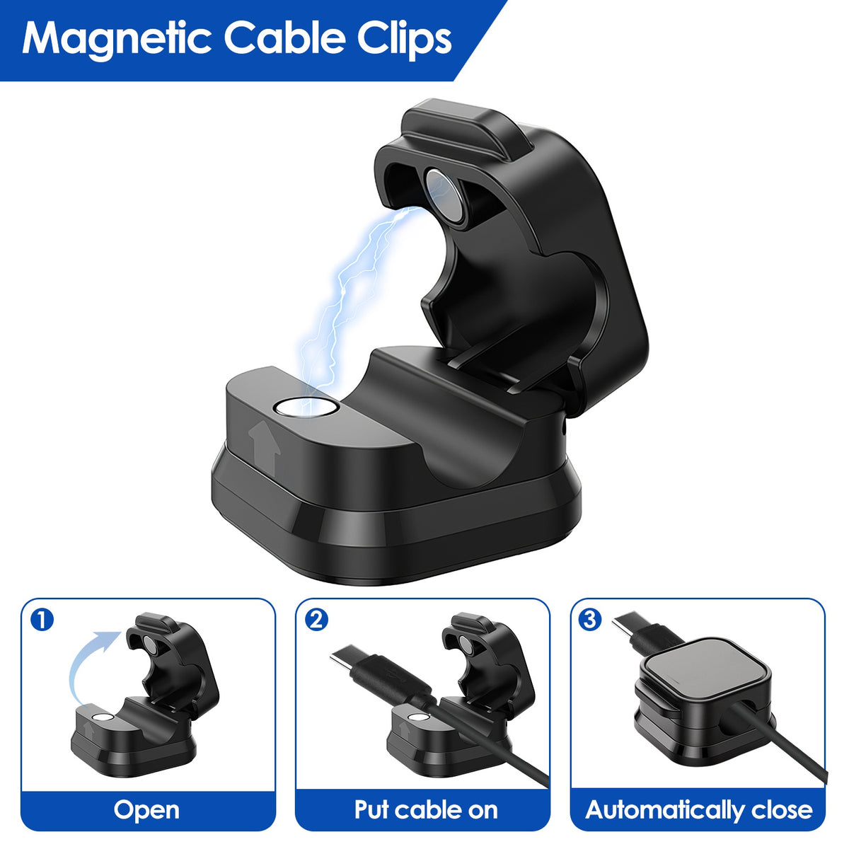 How the magnetic cable clip works