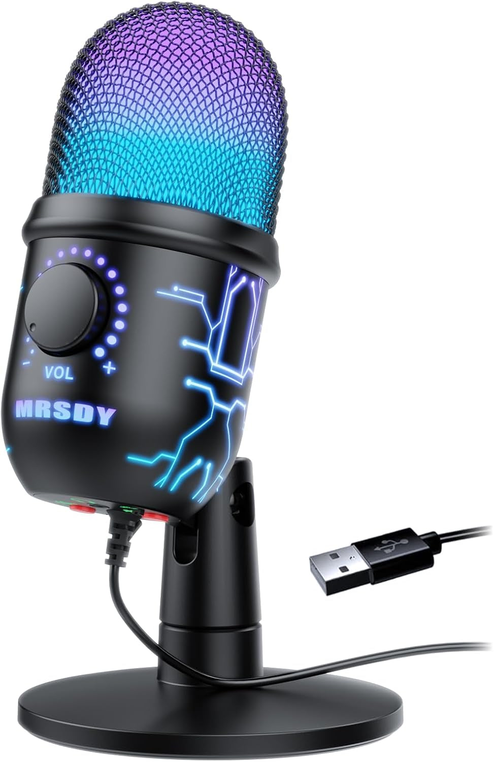 USB Gaming Microphone for PC with Noise Reduction, Mute, Gain, RGB
