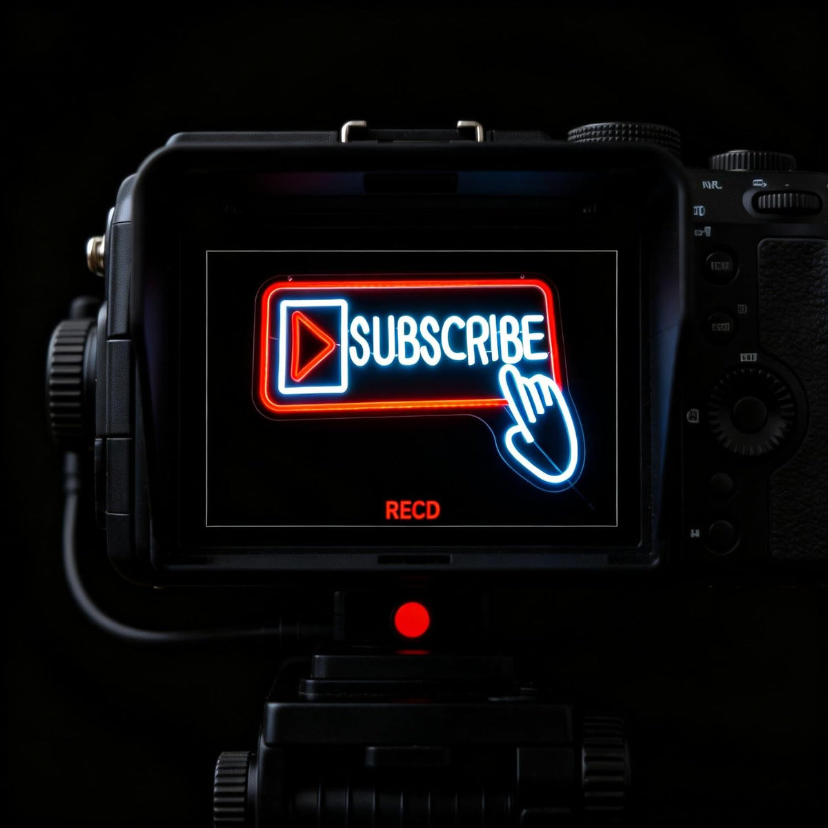 Subscribe Neon Sign, Stylish Play Button & Cursor Wall Light