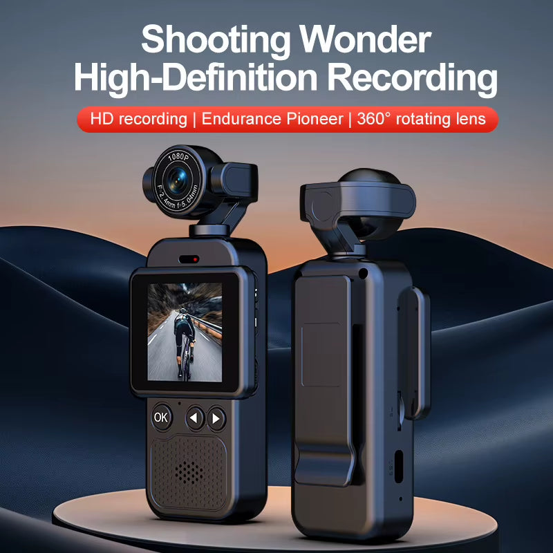 360° Handheld Chest Mount Action Cam 1080P HD Anti-Shake Wifi Portable Long Battery Life Full View Recording for Cycling