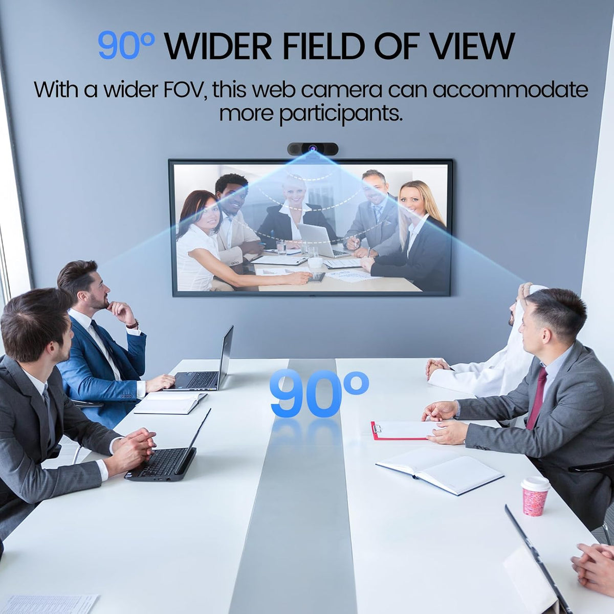 C960 1080P Webcam with Microphone, 2 Mics, 90° FOV, Computer Camera